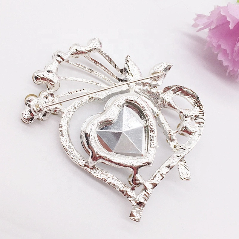 crystal rhinestone heart wedding jewellery diamond brooches for mother