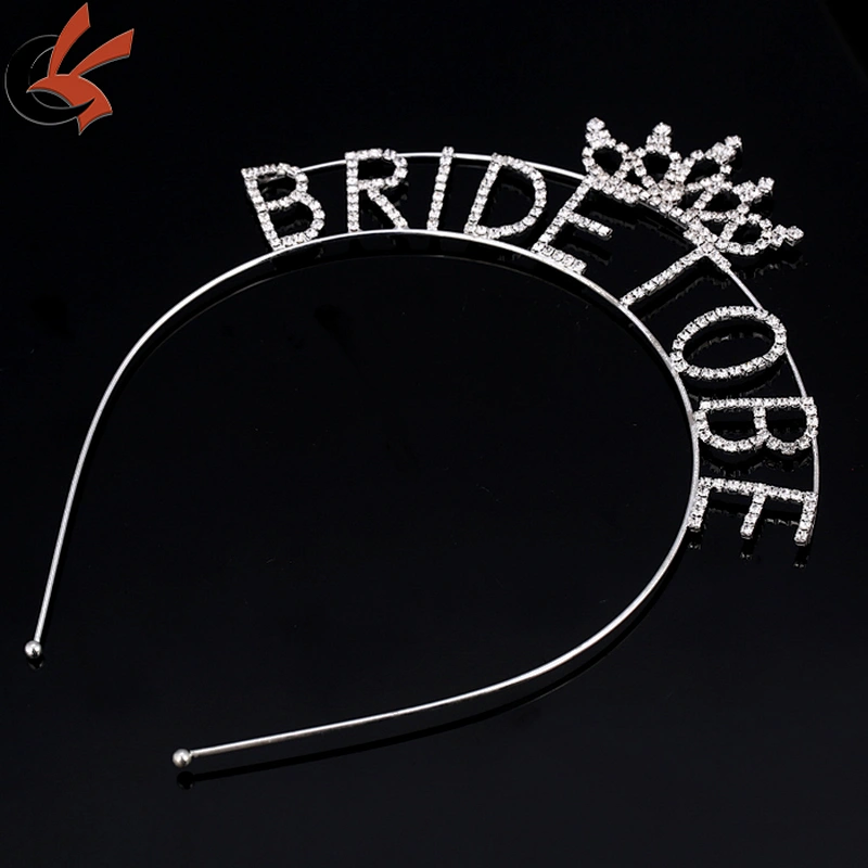 Girl Silver Crystal custom Letter Bride Rhinestone headband