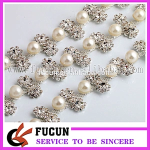 Wedding Bouquet Crystal Diamante rhinestone chain Pearl Trim sewing craft