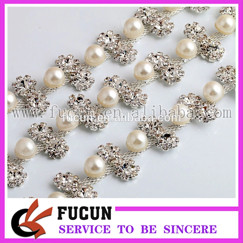 Wedding Bouquet Crystal Diamante rhinestone chain Pearl Trim sewing craft