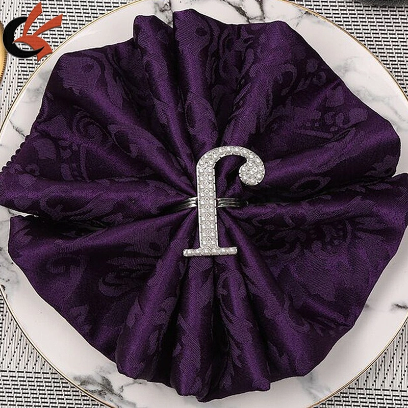 wholesale wedding letter decorative plating silver pearl letter napkin ring