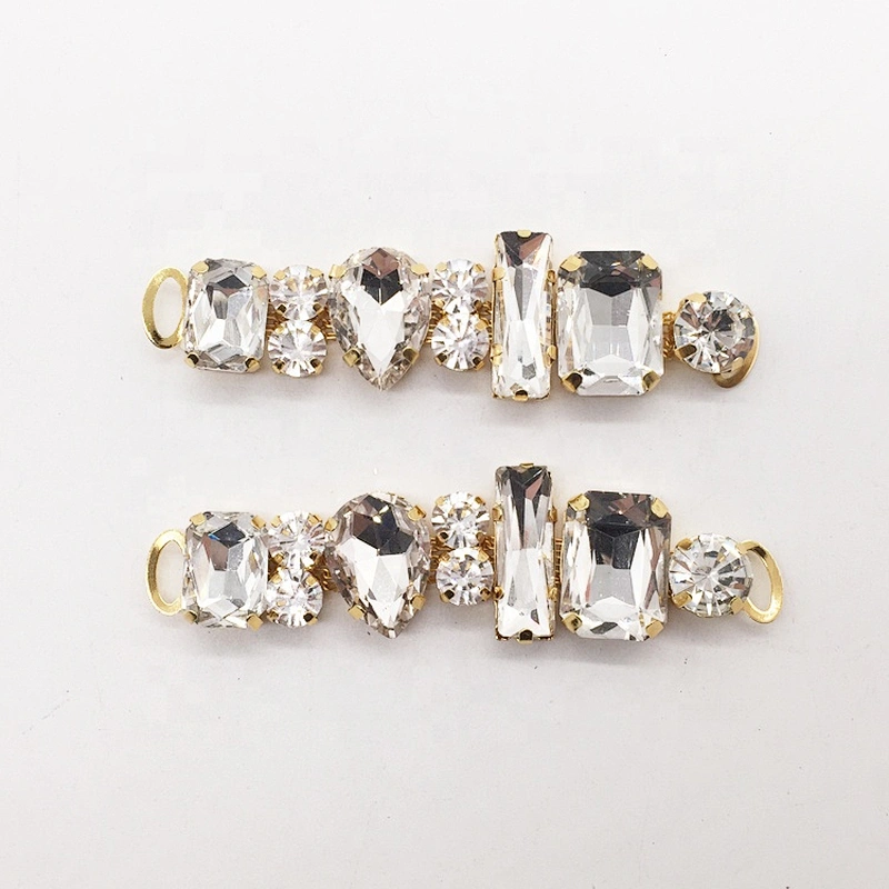 Custom Latest Design 7cm Glass Material Gold Bikini Crystal Connector Bikini Suit Connector