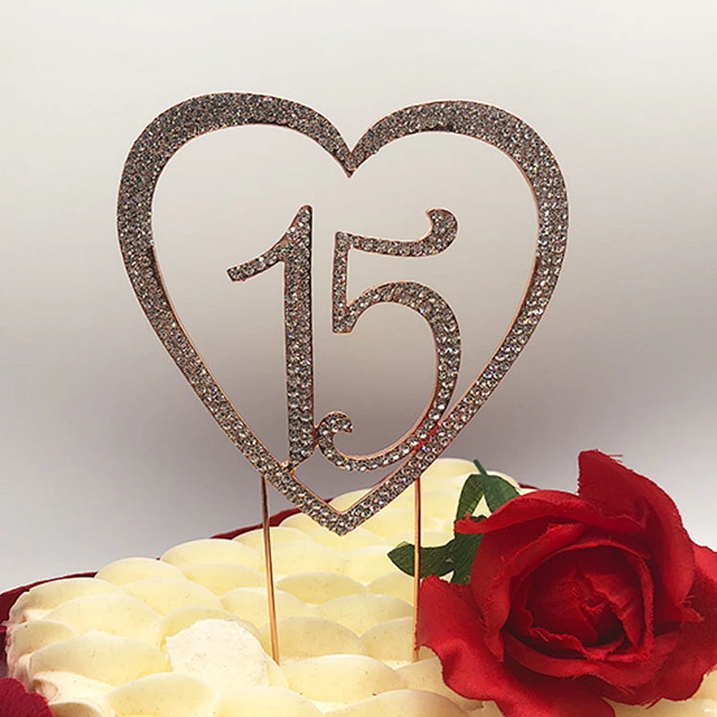 2019 sparkle rose gold plated crystal birthday  cake topper wholesale