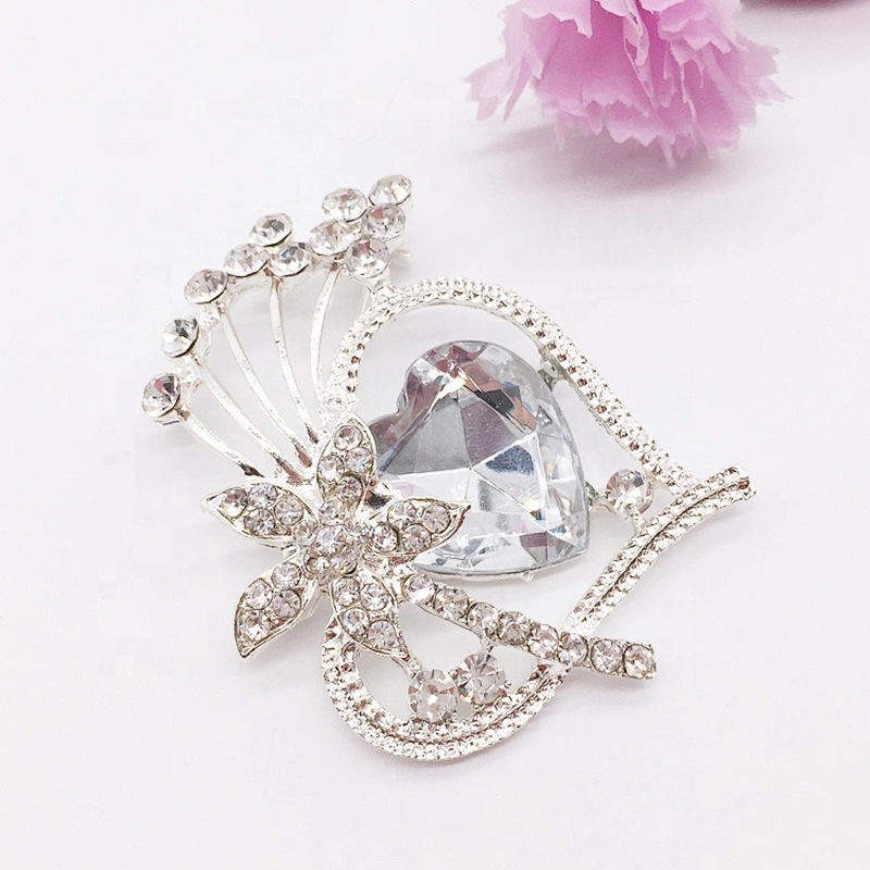 crystal rhinestone heart wedding jewellery diamond brooches for mother