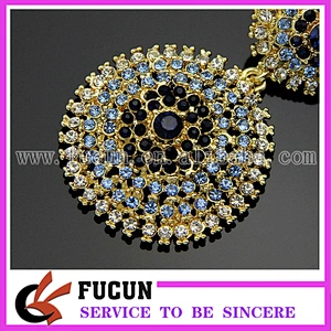 Gold Antique Art Deco Statement Rhinestone Earrings