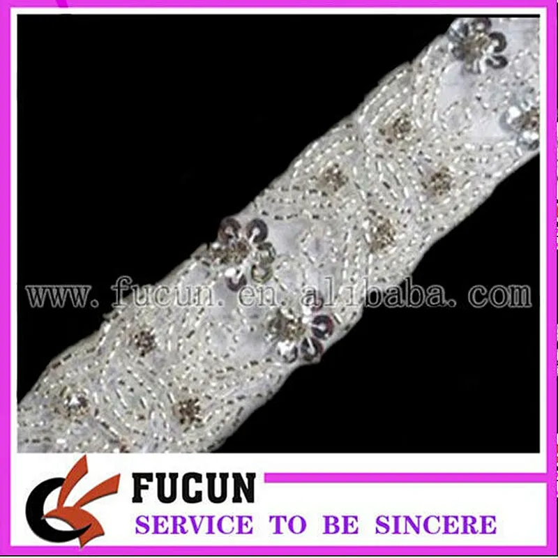 Fashion style beaded crystal rhinestone appliques for wedding dresses trimming