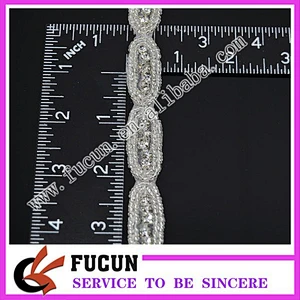 Crystal Clear Silver Beaded Pearl Rhinestone Trim