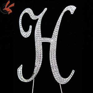 Factory Direct Sale High Quality Rhinestone Covered Letter Wedding Decorative Cake Toppers