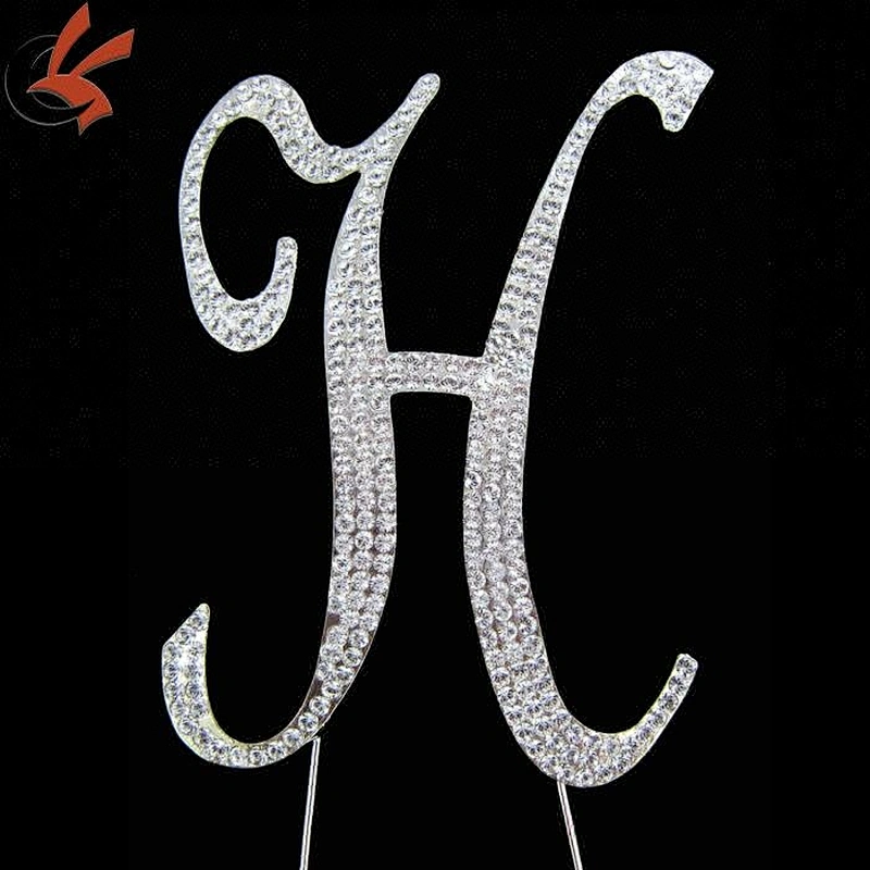 Factory Direct Sale High Quality Rhinestone Covered Letter Wedding Decorative Cake Toppers