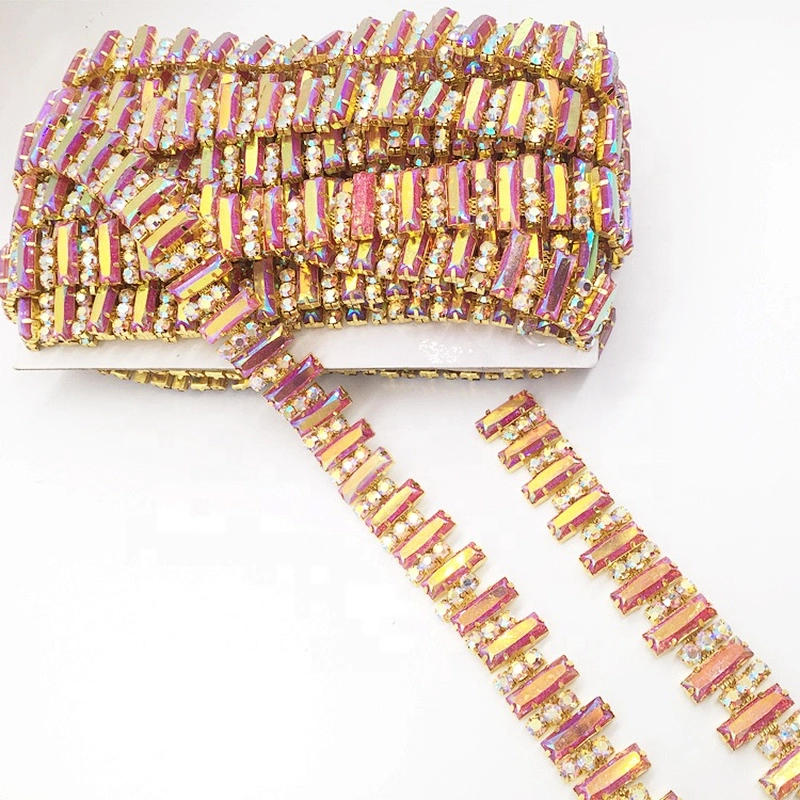 Hot selling carnival costume decoration new color tone crystal glitter AB rhinestone chain trims