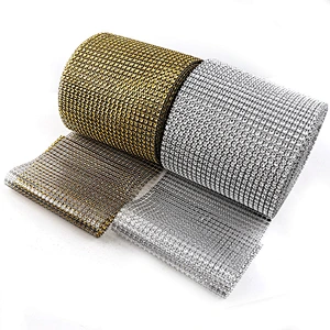 24 rows strass plastic crystal rhinestone net mesh sheet for party decoration