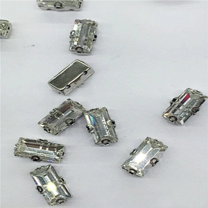 cheap price garment accessories loose rectangle crystal with silver claws sew on rhinestone claw setting