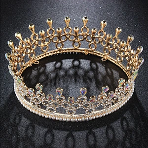 European Jewelry  Princess Bridal Round full round rhinestone pageant Crown for Wedding Prom