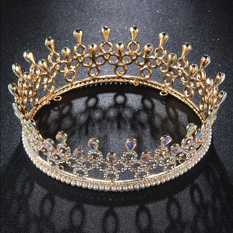 European Jewelry  Princess Bridal Round full round rhinestone pageant Crown for Wedding Prom
