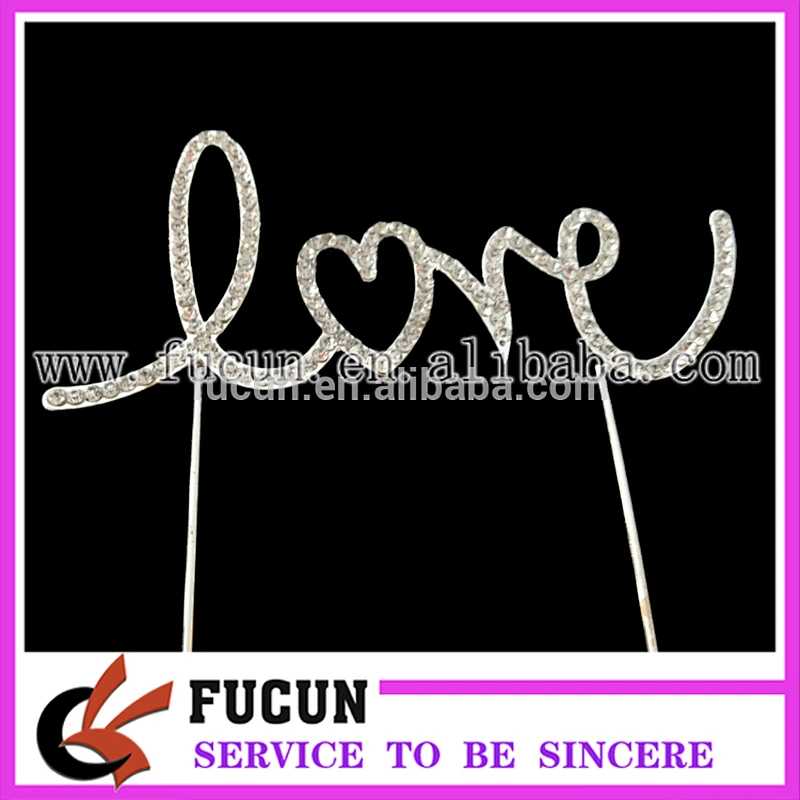 Customized new products wedding rhinestone LOVE cake topper party supplies China wholesale