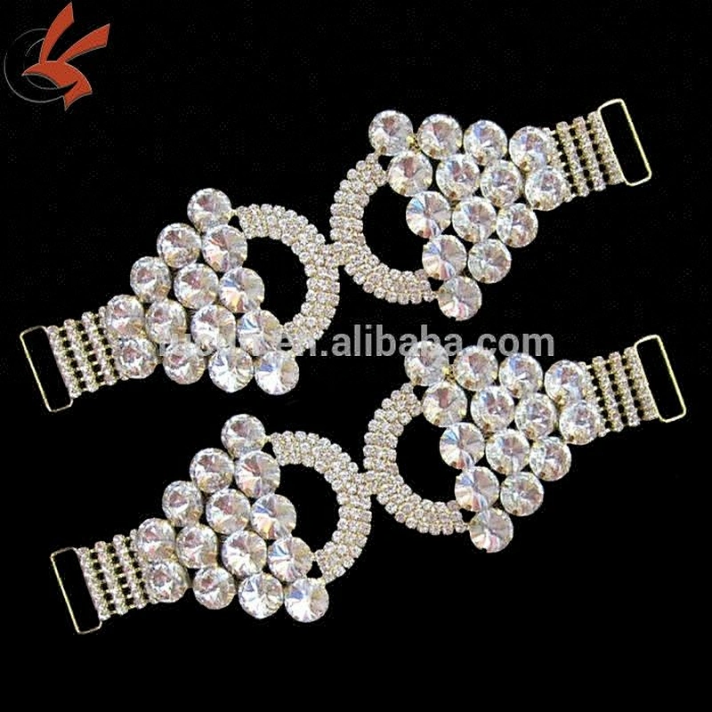 Luxurious platong gold sparkly crystal rhinestone swimwear bikini connector