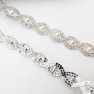 Garment Accessories DIY Wedding Dress Decorative Rhinestone Fabric Trim Lace Rhinestone Crystal Trim