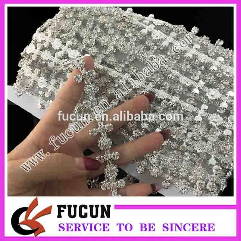 new style crystal flower chain rhinestone trimming for garment accessory