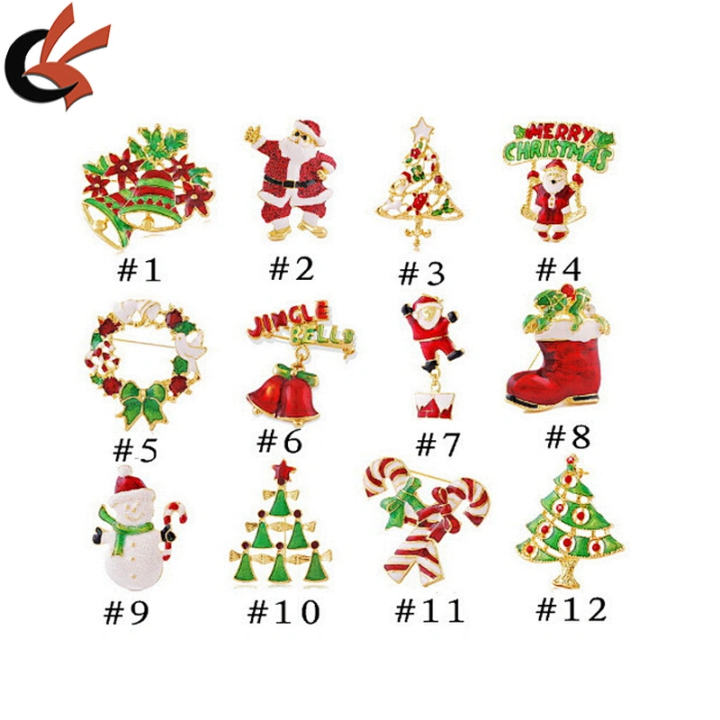 China Wholesale Christmas colorful wreath rhinestone brooch for Christmas decoration