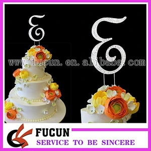 Large GOLD Rhinestone Monogram Letter E Cake Topper Pick Diamond Decoration