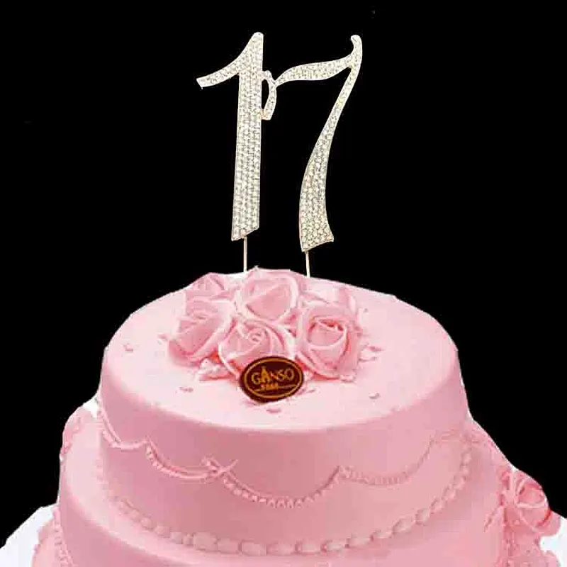 Cake Decoration Crystal Rhinestone Bling Birthday Wedding double number cake topper