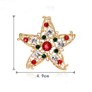 Hot selling blingbling colorful star shape brooch pin for Christmas Eve decoration