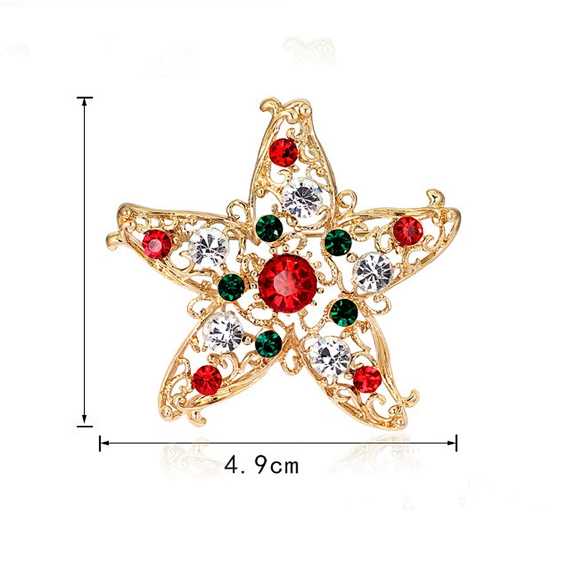 Hot selling blingbling colorful star shape brooch pin for Christmas Eve decoration