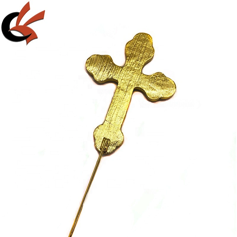 Bling Gold metal color clear crystal cross wedding cake topper