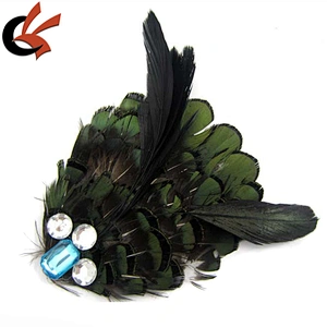 Headband Crystal decorate Peacock feather pad