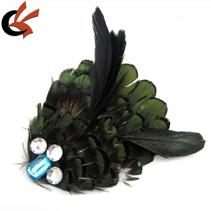 Headband Crystal decorate Peacock feather pad