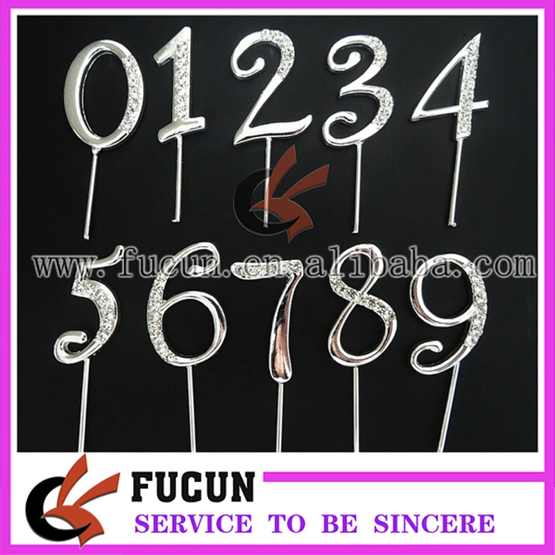 3.5cm Crystal Diamante Rhinestone gold Cake Topper Birthday Age Numbers Anniversary Party