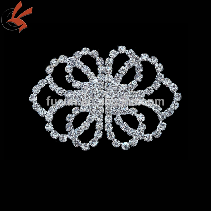 rhinestone flower pair buckles for wedding invitation silk box