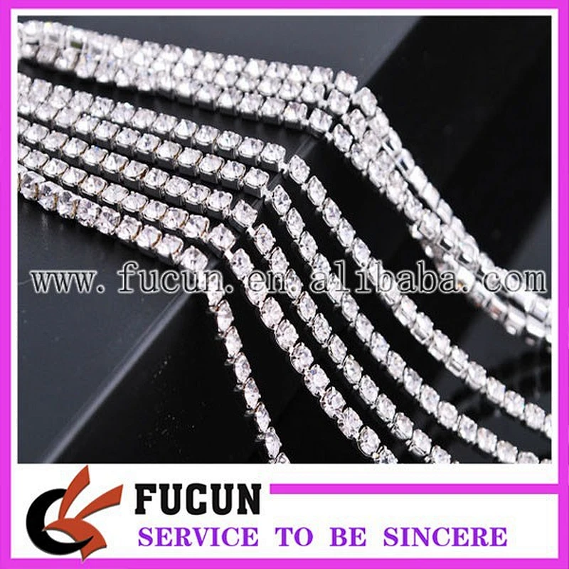 high quality close set rhinestone up chain