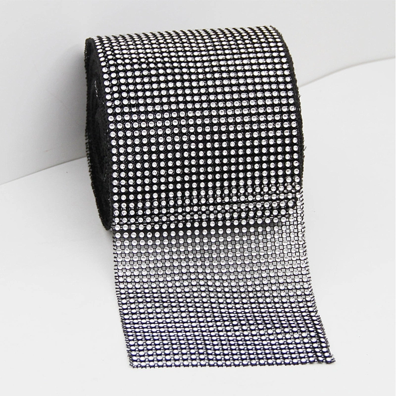 Low price rhinestone ribbons wrap mesh decorative tailorable colorful plastic mesh trims