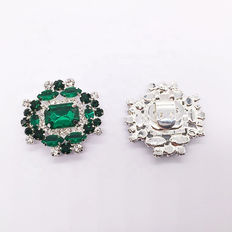 custom green diamond adjustive clip shoe buckle accessories for shoes high heel decoration