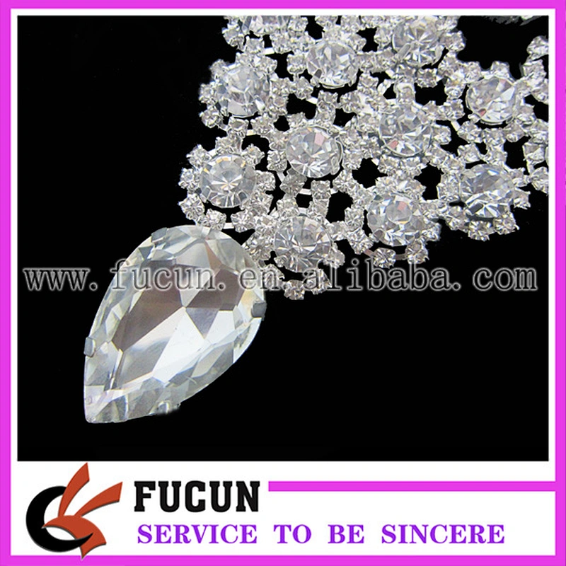 wholesale 18.5*8cm sew on rhinestone appliques for bride wedding