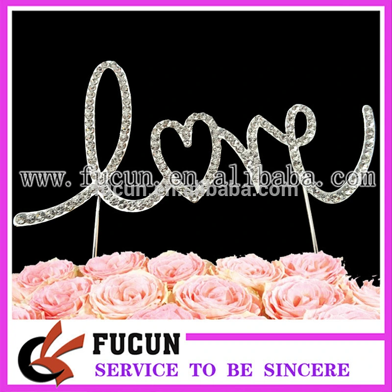 new products 2016 metal chinese different LOVE shape cake topper wedding souvenirs
