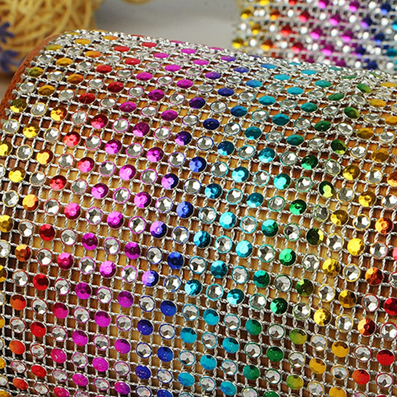 sew on decorative accessories rainbow gems 24 rows plastic rhinestone mesh trimming