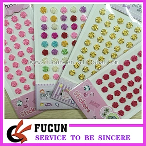 2019 New Product Fashion Gold Floral Sticker Colorful Decoration Plastic Flower Sticker