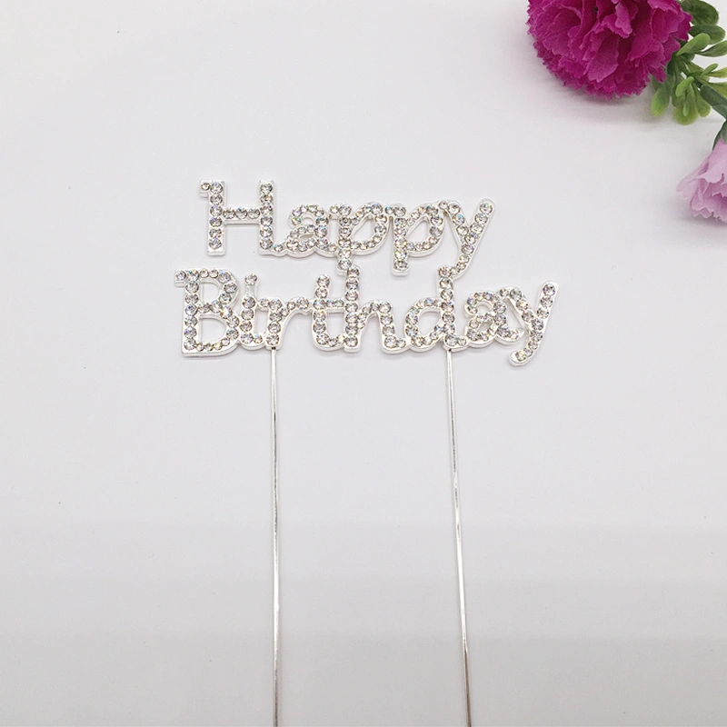 party cake decor happy birthday rhinestone cake topper