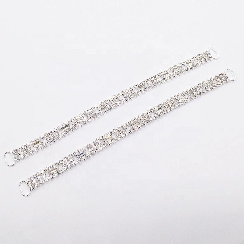 high quality factory paved clear thin rhinestone bikini connector for swimwear suit