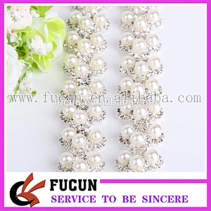 Rhinestones Pearls Trimming Banding Crystal Chain Sewing on Trim