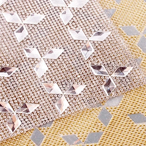 High Quality Wholesale New Fashion Sparkle Crystal Sheet Hot Fix Rhombic Rhinestone Beads Mesh