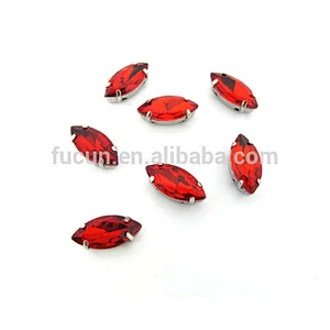 boat shape Navette Sew On Rhinestones with metal claw