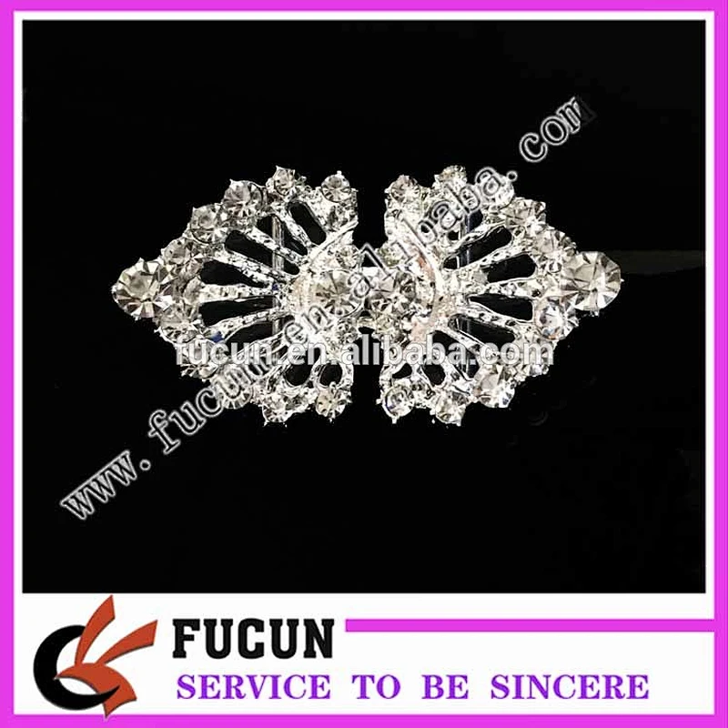 2017 hot sale mental alloyed rhinestone pair Closure Clasp buckle For Wedding Invitation Ribbon