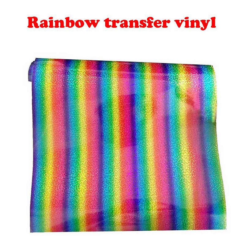 gorgeous hologram iron on rainbow holographic stripe heat transfer vinyl for garment