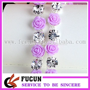 New Sewing Resin Flower Crystals Rhinestones Trim Ribbon