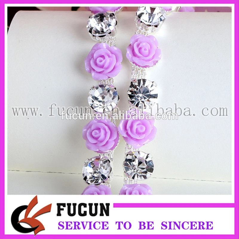 New Sewing Resin Flower Crystals Rhinestones Trim Ribbon