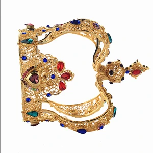 Baroque Rhinestone Royal Queen Crown High-end round Bridal Headband Christmas Pageant Crowns