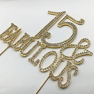15th Birthday Party Decoration Ideas Quality Metal alloy 15 and Fabulous GOLD Cake Topper
